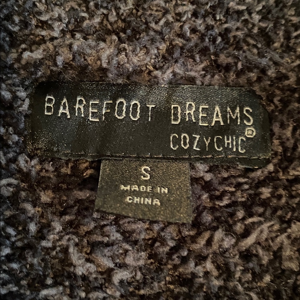 Barefoot Dreams Men's Shawl Collar Cardigan Heathered Carbon and Black Small - Picture 7 of 16